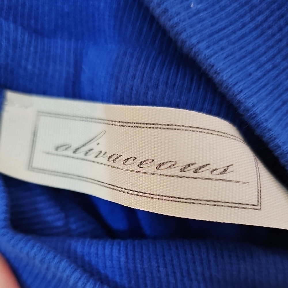 Olivaceous Royal Blue Wide Leg Pants, Womens Large High Rise Pull On - Picture 2 of 6